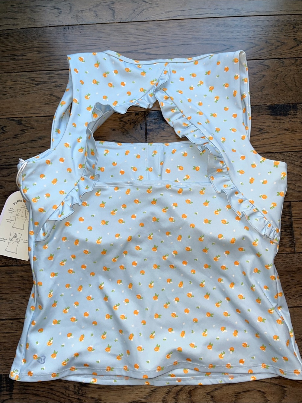 Blogilates Ruffle back tank blue citrus size XL new with tags